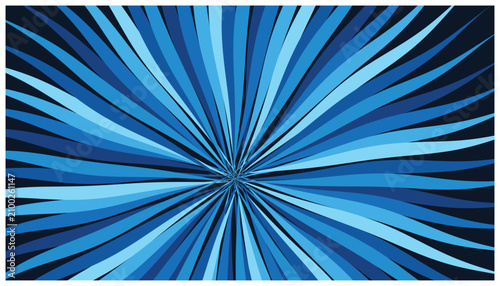 Fotografía Abstract blue radial striped pattern with swirling lines creating a burst effect, dynamic background illustration
