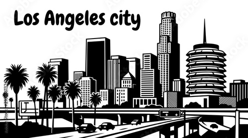 los angeles city skyline urban architecture downtown landmark travel tourism america usa landscape metropolitan historic destination famous district and hollywood palm beach