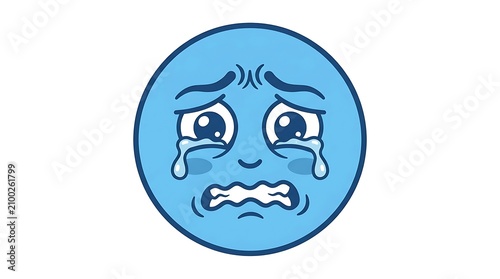Blue Crying Face Emoji Expressing Sadness and Distress.