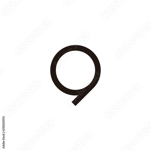 Number 9 unique, geometric symbol simple logo vector