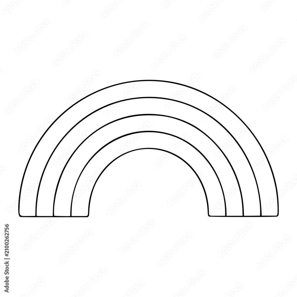 Obraz premium Hand-drawn minimalist vector icon illustration of a colorful rainbow arch with clean curved lines and outline style scalable graphic design element for web print and digital projects