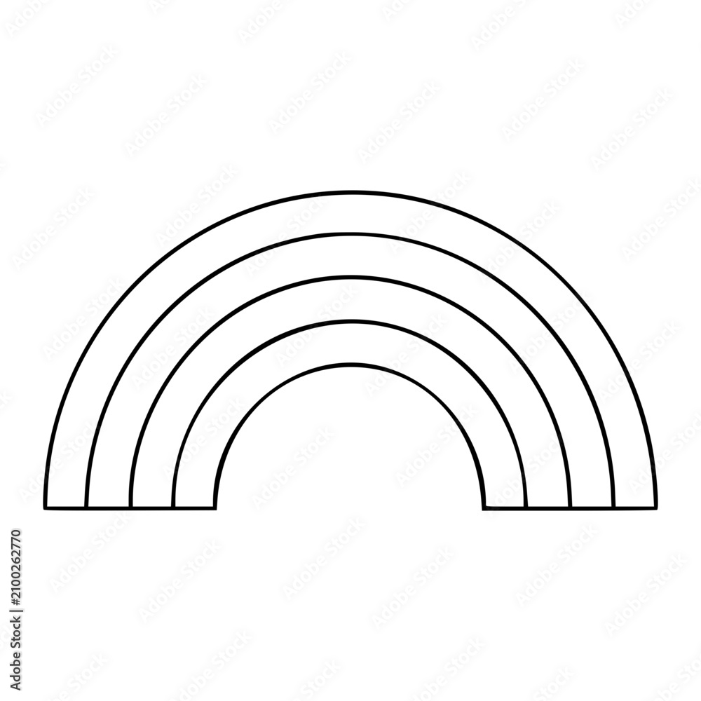 Obraz premium Minimalist hand-drawn vector illustration icon of elegant rainbow with multiple arcs clean outline lines scalable graphic resource for branding packaging and creative design applications