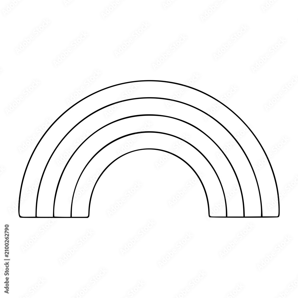 Obraz premium Hand-drawn minimalist vector icon illustration of a colorful rainbow arch with clean curved lines and outline style scalable graphic design element for web print and digital projects