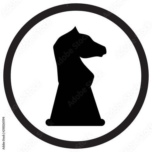 Bild auf Leinwand Chess horse icon monochrome black white