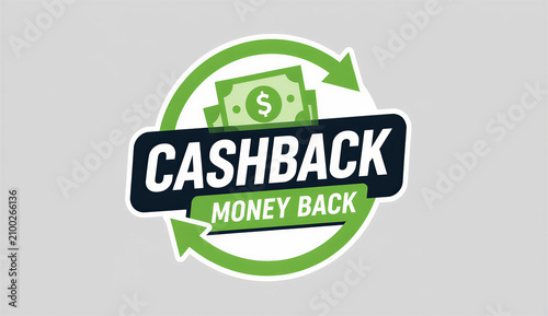  Logo representing cashback, with a dollar symbol and circular arrows illustrating the concept of money back.