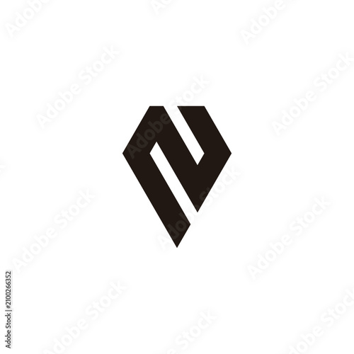 Letter N shaped gem, outline geometric symbol simple logo vector