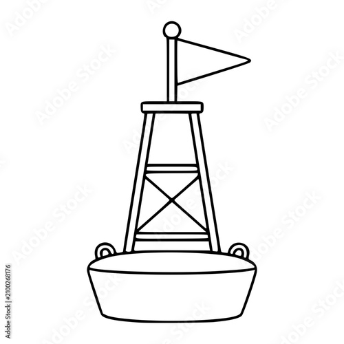 Obraz na płótnie Hand-traced minimalist vector illustration of sailing regatta buoy with flag and