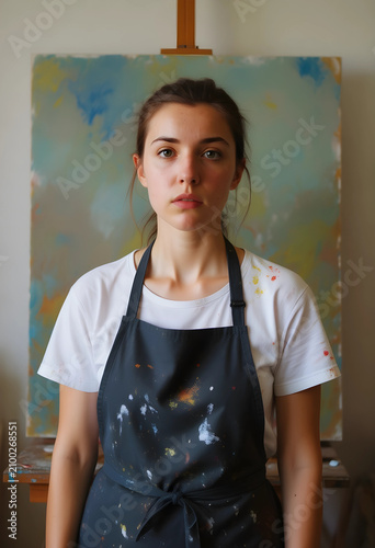 Young female artist wearing...
