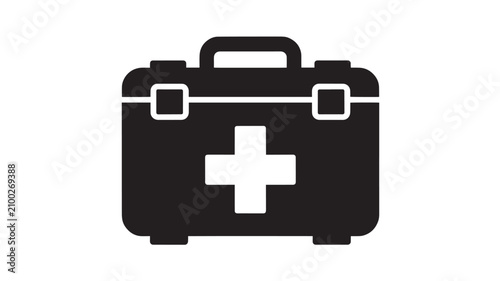 First aid kit icon signifies emergency medical services, health safety protocols, and essential trauma care.