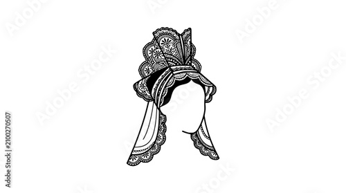 Tableau sur toile Intricate Lace Headdress Illustration