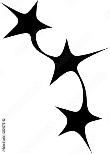 star Sparkle trail, Black Four Point Star Divider Design, Cyberpunk element for decoration 