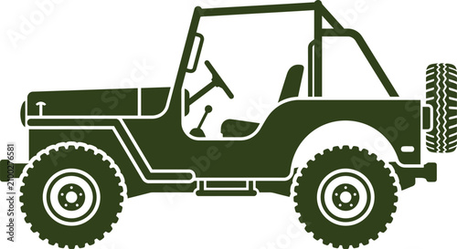 Green silhouette of a classic offroad utility vehicle