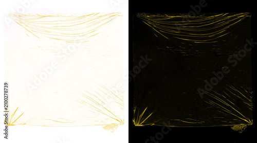 Tableau sur toile Transparent plastic wrap texture on white and black backgrounds, wrinkled cling