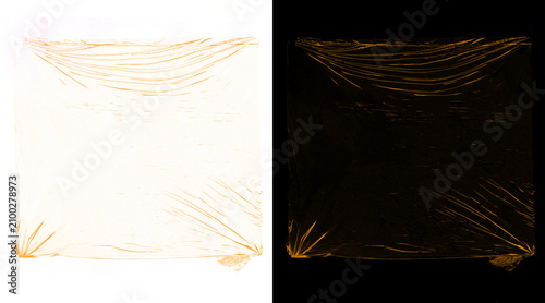 Bild auf Leinwand Crumpled plastic wrap texture on black and white backgrounds, transparent cling