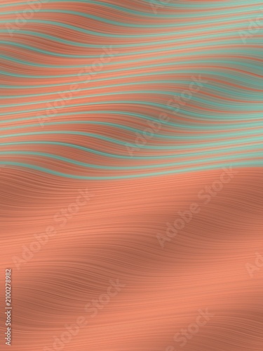 Tableau sur toile Soft wavy lines ripple across warm terracotta and mint tones