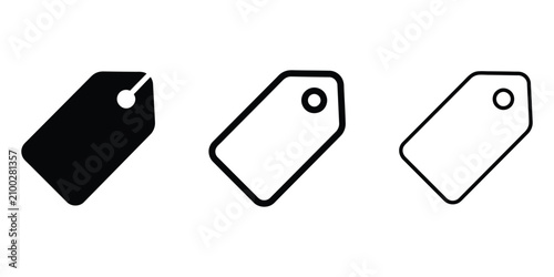 Price tag icon silhouette vector, bold outline and line art design