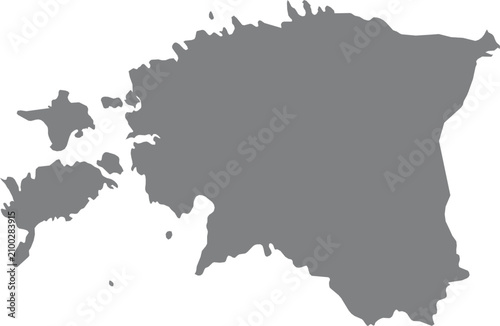Grey silhouette map of estonia isolated on white background