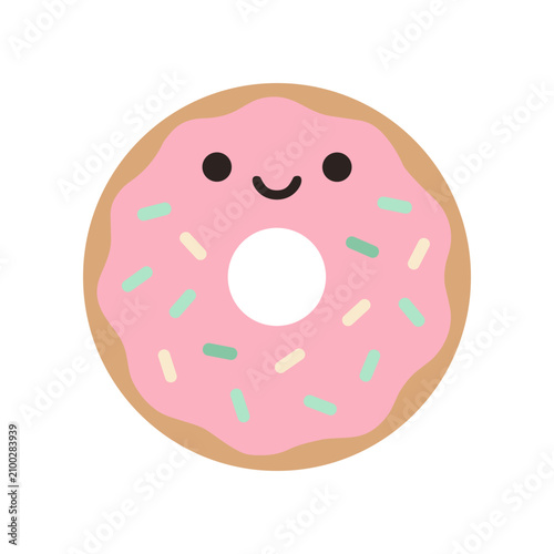 Foto Pink Donut With Smiling Face.