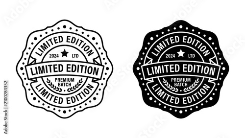 Quadro su tela Limited Edition Seals: Two distinct seals, one black and white, the other stark black, both denoting a Limited Edition Premium Batch with a vintage design and stars border
