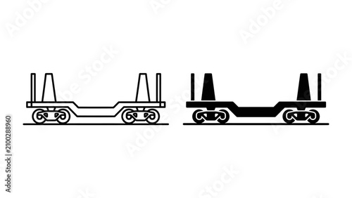 Quadro su tela Two styles of flatbed railway wagon, one outlined and one solid black, ready for cargo