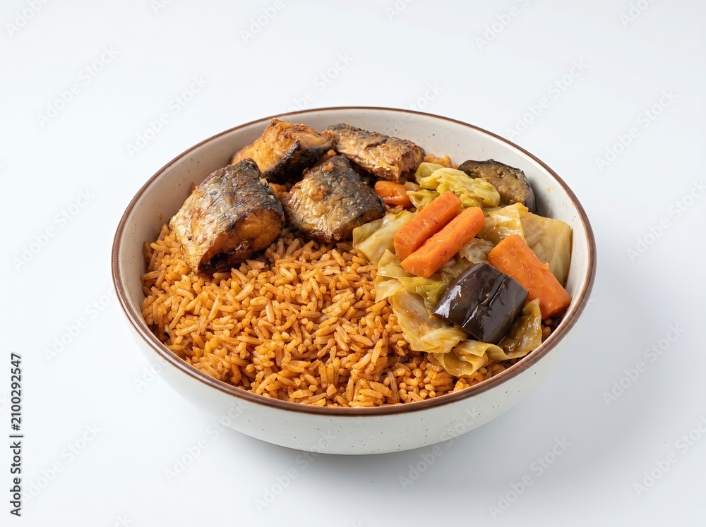 Fototapeta premium Gambia's Traditional Benachin Dish with Vegetables