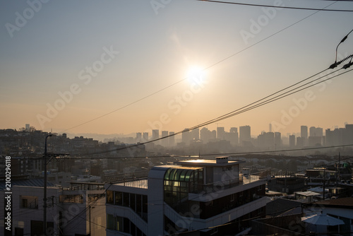 sunset in the city