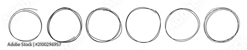 Konstfotografi Set of Messy Line Art Round Shapes