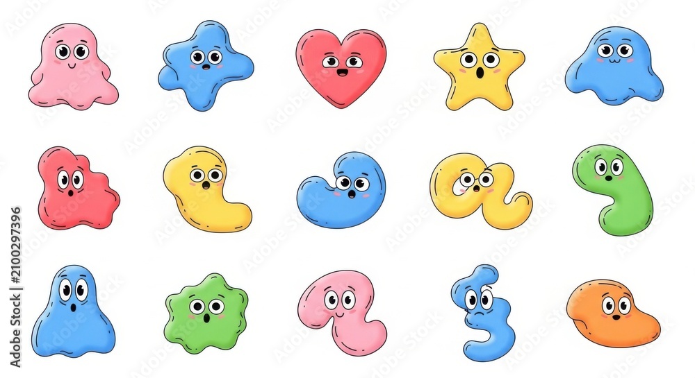 Fototapeta premium colorful cartoon blobs with eyes