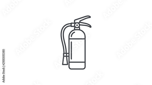 Creative Minimalist Line Drawing of a Fire Extinguisher in Monochrome for Safety and Emergency Designs