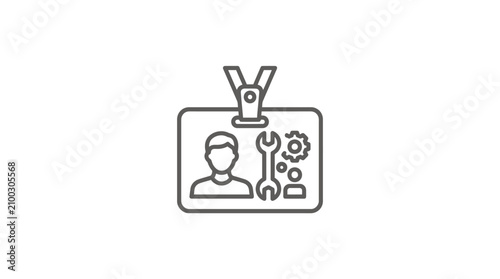 Фотография Professional Grayscale ID Badge Design Featuring a Silhouette Person with Techni