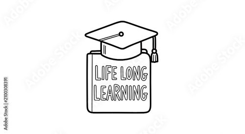 Cuadro en lienzo Graduation cap on book with lifelong learning text