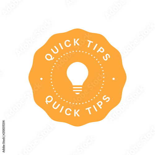 Yellow round quick tips badge with light bulb