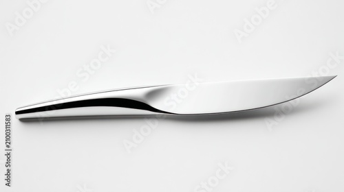 Shiny metal knife isolated on white background for culinary and design purposes