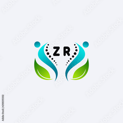 ZR initials modern and minimalist abstract logo with human and leaf elements