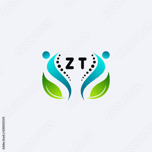 ZT initials modern and minimalist abstract logo with human and leaf elements
