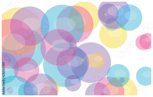 Abstract colorful translucent overlapping circles background design.