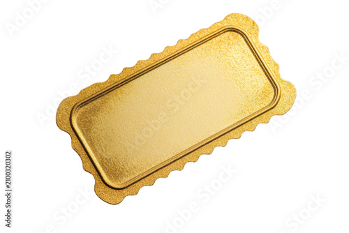 Gold Glossy Shield Shaped Blank Nameplate with Scalloped Edges on Black Background