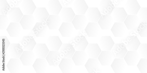 Cuadro en lienzo Minimal white hexagonal hexagon modern technology creative emboss light honeycomb polygonal web