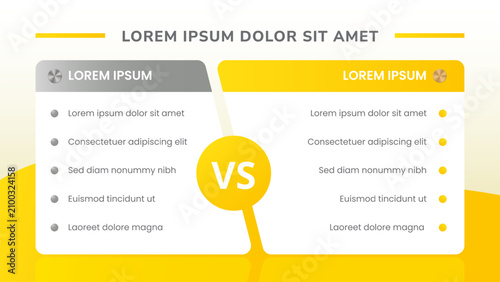 VS Comparison Presentation Layout with Side by Side Feature Comparison