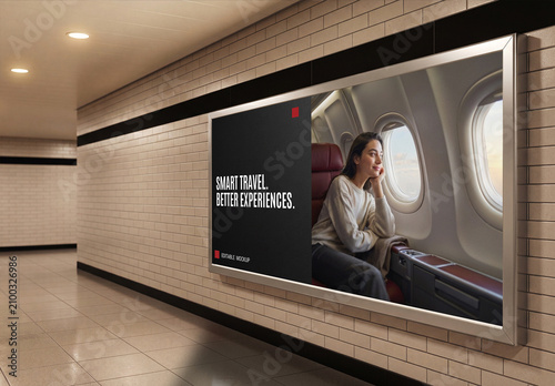 Subway Wall Billboard PSD Mockup