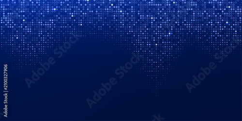 Abstract blue pixel wave background in fintech style, dedicated to technology, business, science, and finance. Vector illustration.