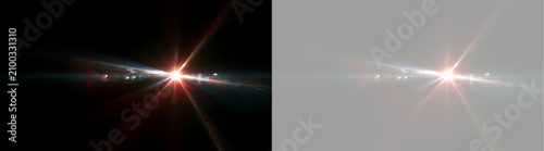 Bild auf Leinwand Dynamic optical lens flare with diagonal light streaks