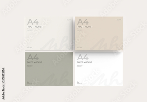 Landscape A4 Paper Mockup Set