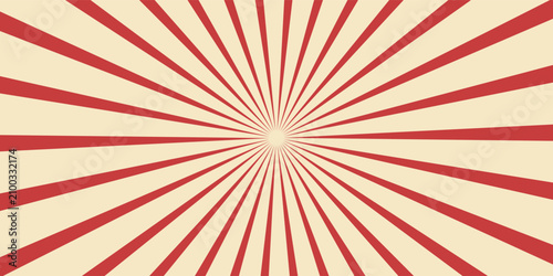 Fotografie Red sunburst lines on yellow Background