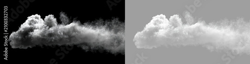 Foto Horizontal white smoke plume with billowy peaks