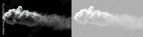 Foto Thick horizontal white smoke plume