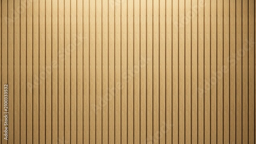 Abstract background of modern vertical wooden slats texture with warm soft spotlight gradient.