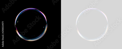 Konstfotografi Single soap bubble with iridescent rainbow rim