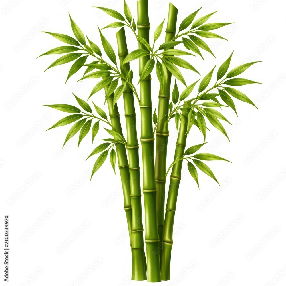 Obraz premium Vibrant bamboo illustration with lush green leaves.