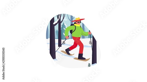 Snow Hiking Winter Forest Adventure MP4 Animation 